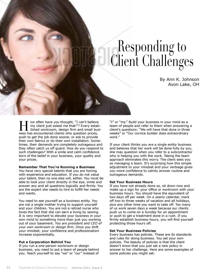 Client challenges article